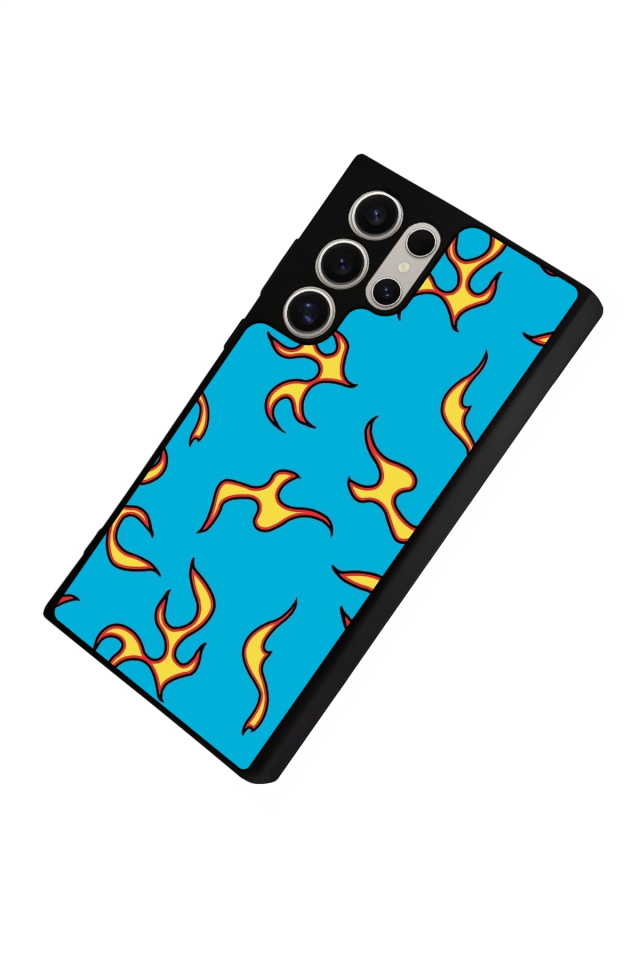 Samsung Galaxy S22 Ultra Uyumlu Retro Flame Patterns Tasarımlı Glossy Premium Kılıf