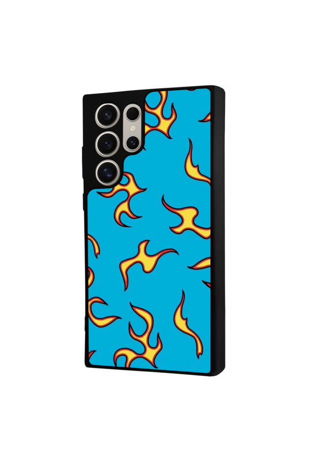Samsung Galaxy S22 Ultra Uyumlu Retro Flame Patterns Tasarımlı Glossy Premium Kılıf