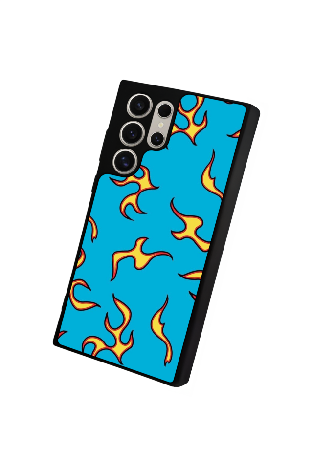 Samsung Galaxy S22 Ultra Uyumlu Retro Flame Patterns Tasarımlı Glossy Premium Kılıf