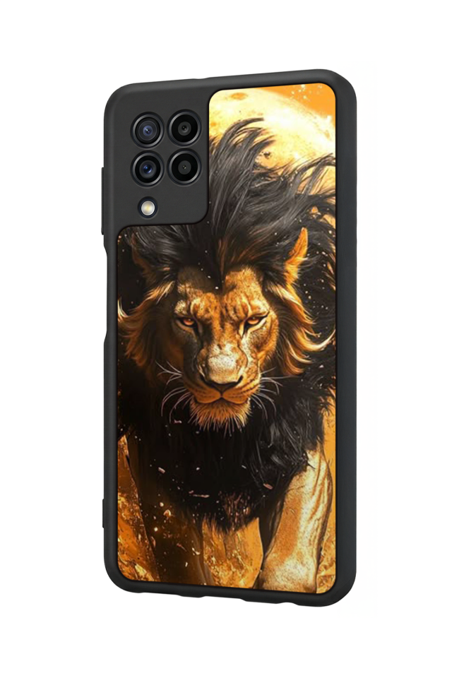 Samsung Galaxy M22 Uyumlu Aslan Tasarımlı Glossy Premium Kılıf