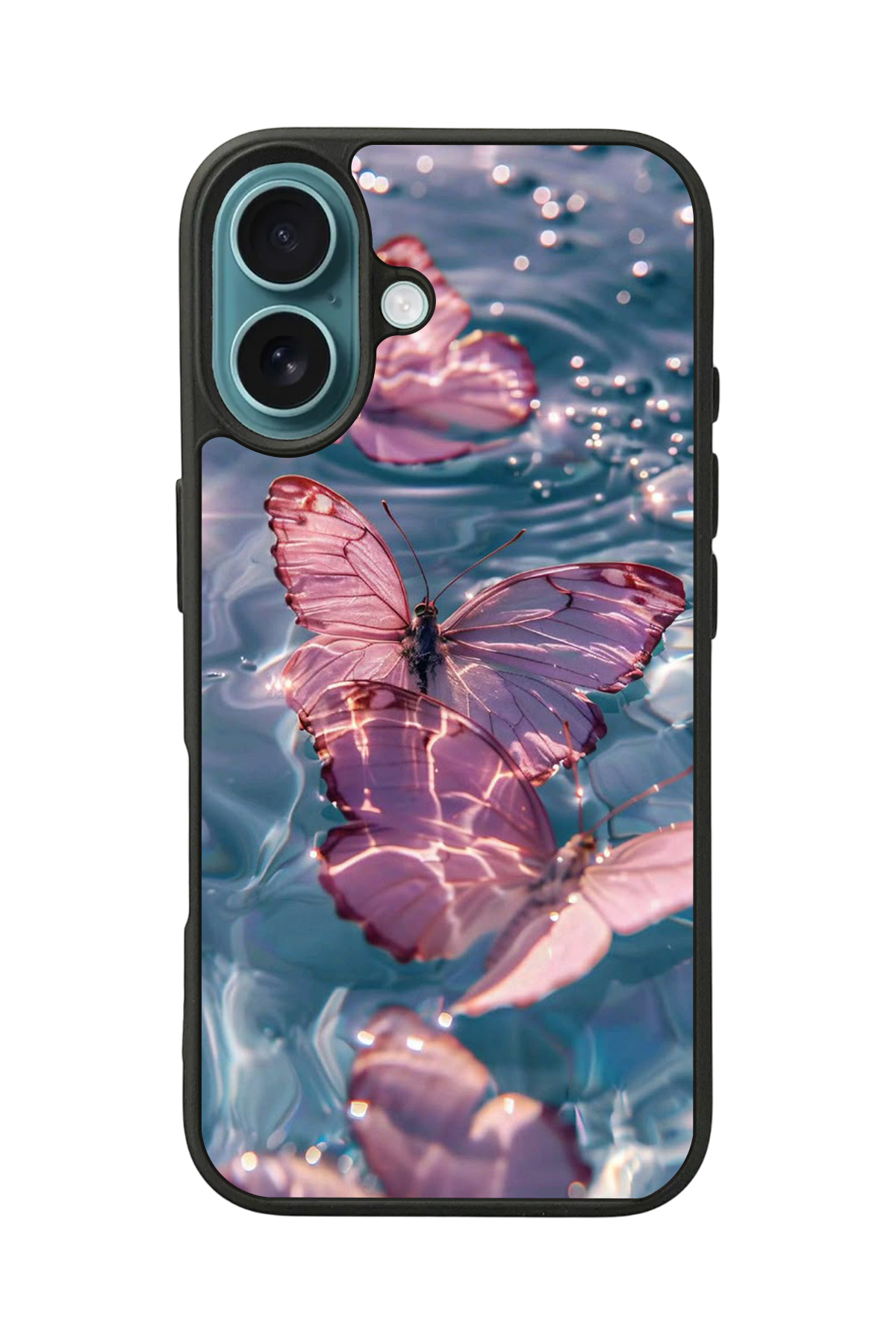 iPhone 16 Uyumlu Kelebek Tasarımlı Glossy Premium Kılıf
