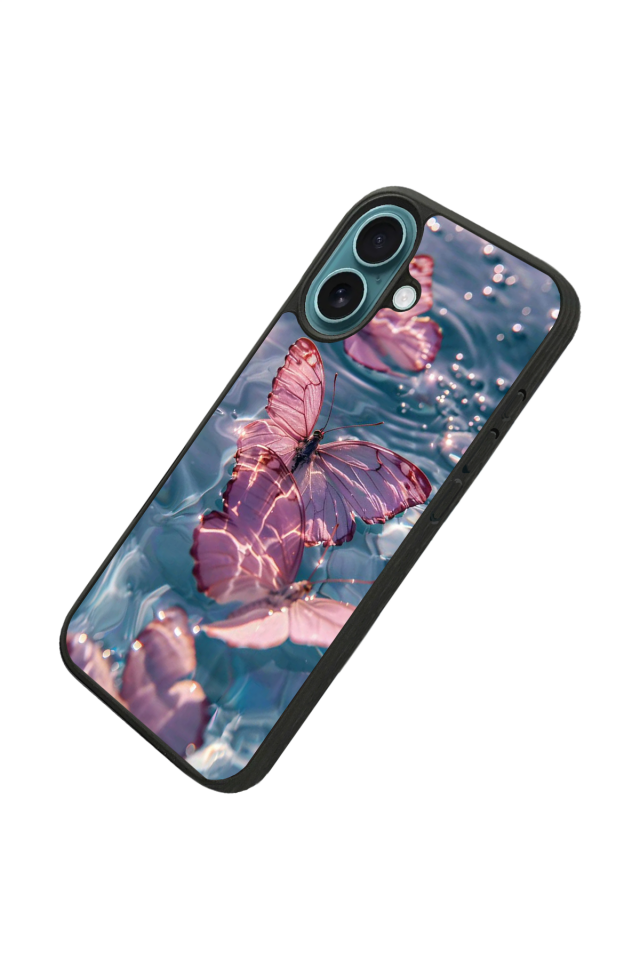 iPhone 16 Uyumlu Kelebek Tasarımlı Glossy Premium Kılıf