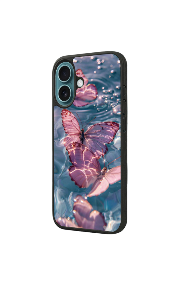 iPhone 16 Uyumlu Kelebek Tasarımlı Glossy Premium Kılıf