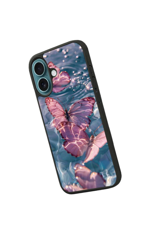 iPhone 16 Uyumlu Kelebek Tasarımlı Glossy Premium Kılıf