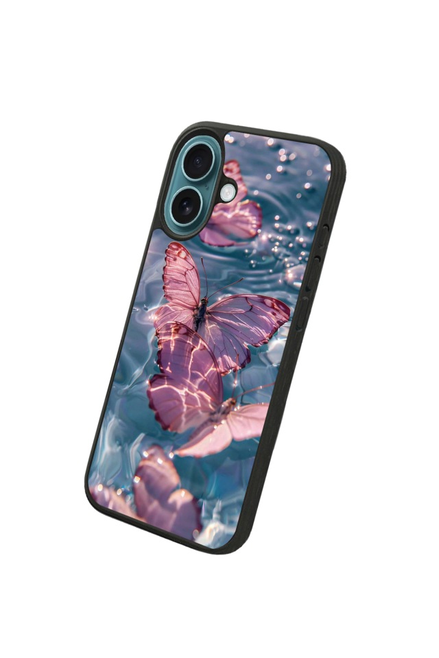iPhone 16 Uyumlu Kelebek Tasarımlı Glossy Premium Kılıf