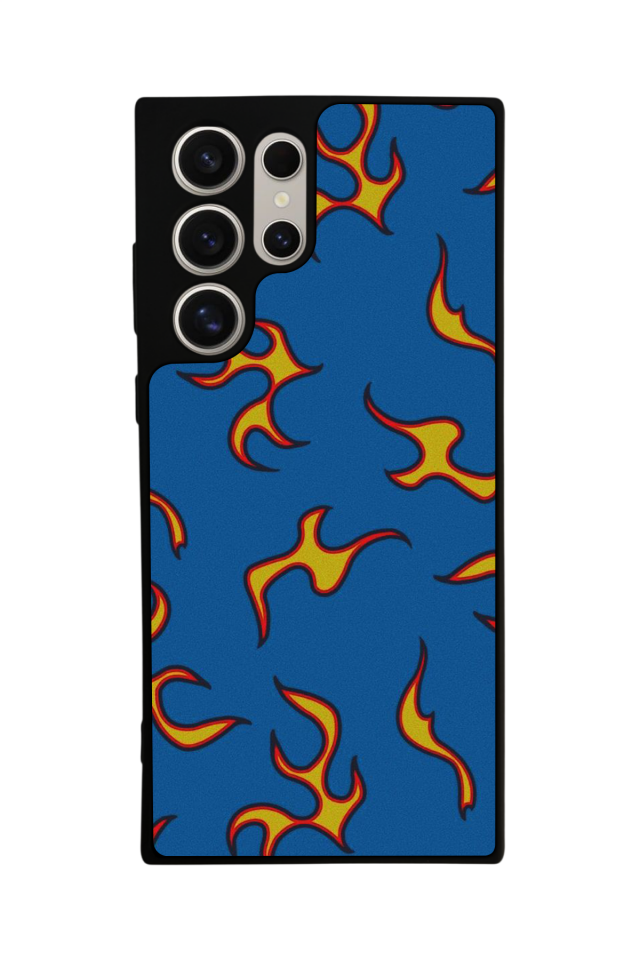 Samsung Galaxy S22 Ultra Uyumlu Retro Flame Patterns Tasarımlı Glossy Premium Kılıf