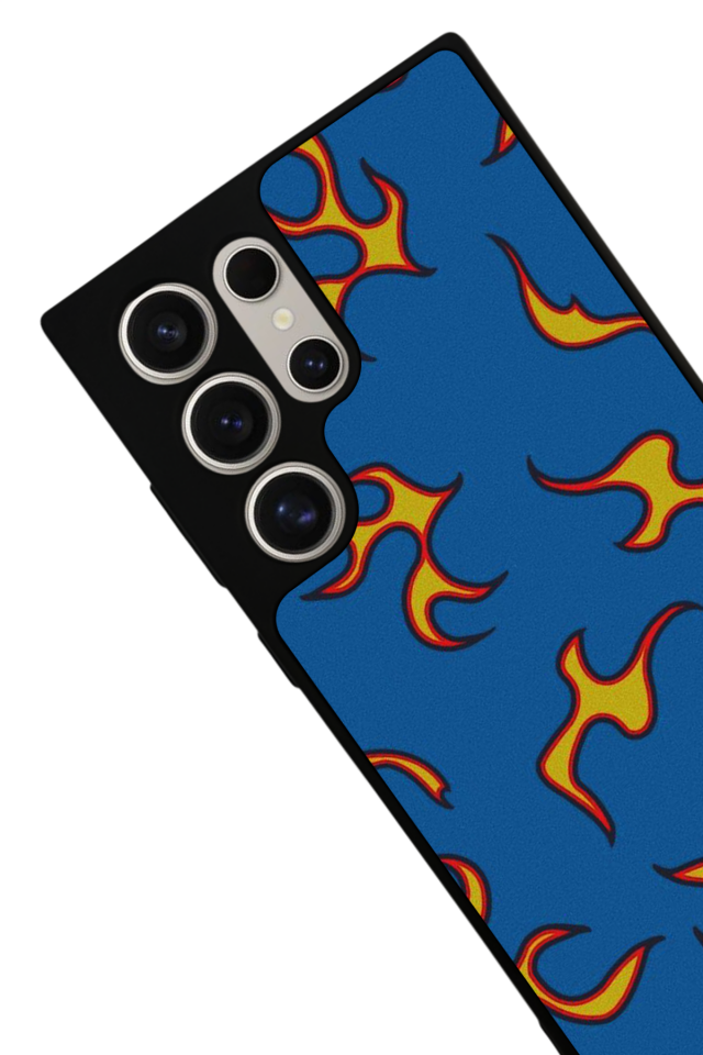 Samsung Galaxy S22 Ultra Uyumlu Retro Flame Patterns Tasarımlı Glossy Premium Kılıf