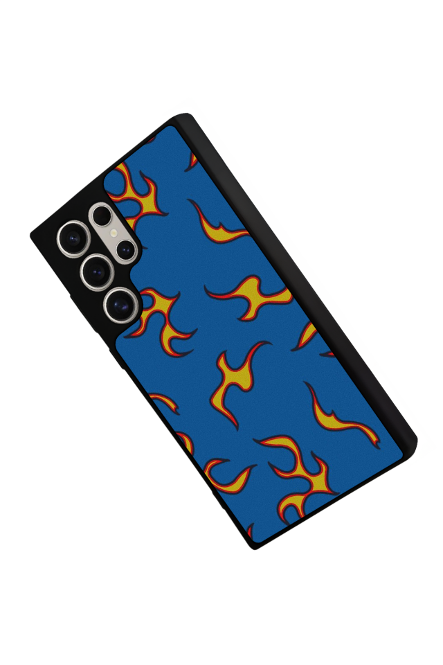 Samsung Galaxy S22 Ultra Uyumlu Retro Flame Patterns Tasarımlı Glossy Premium Kılıf