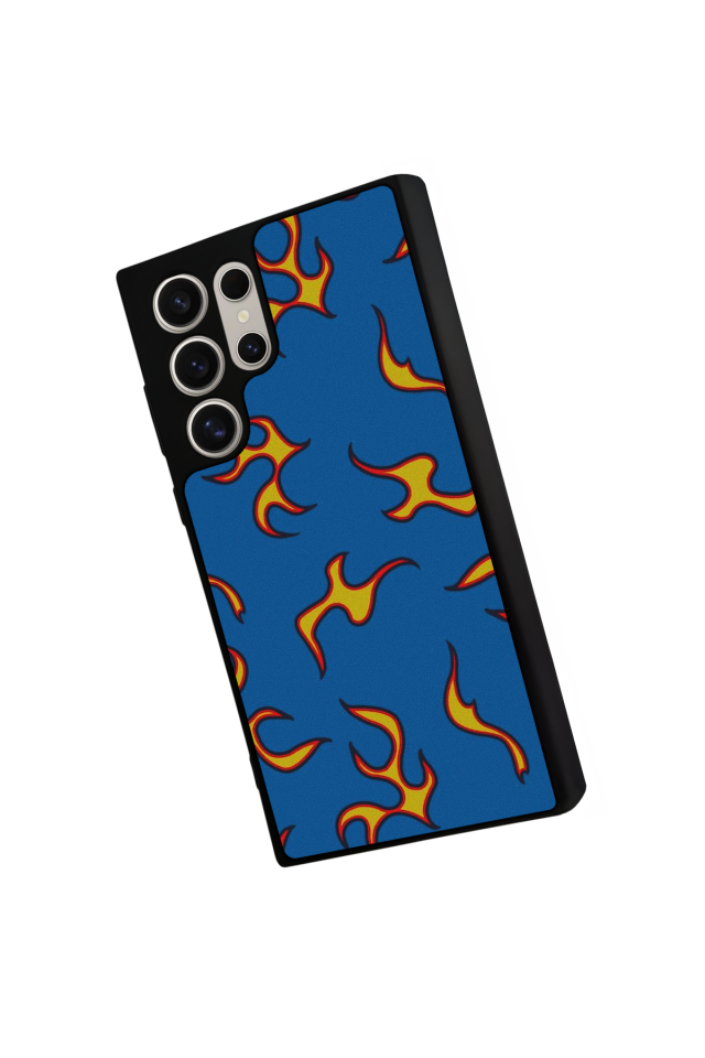 Samsung Galaxy S22 Ultra Uyumlu Retro Flame Patterns Tasarımlı Glossy Premium Kılıf