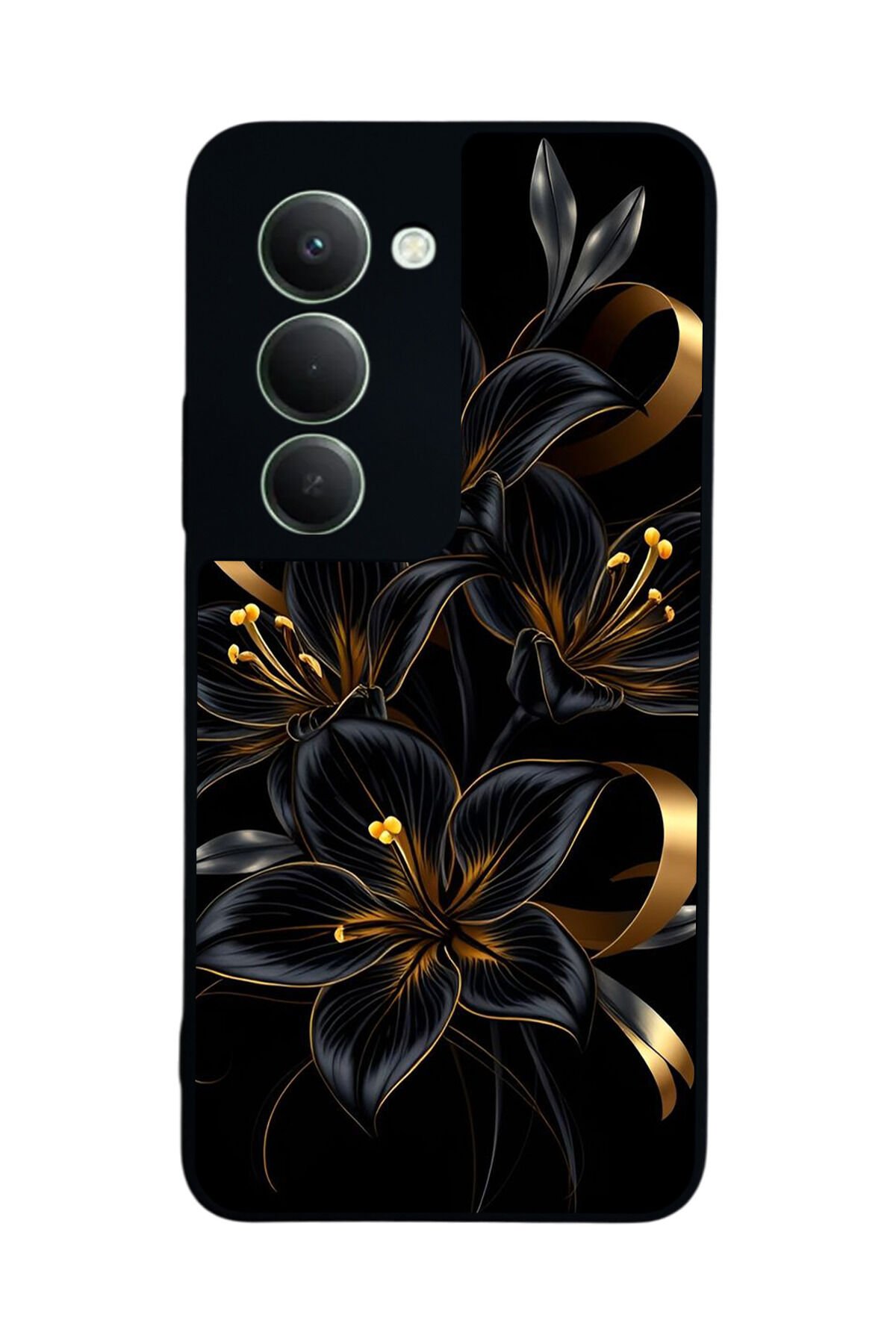 Xiaomi Redmi 15 5G Uyumlu Yaldizli Cicek Tasarımlı Glossy Premium Kılıf