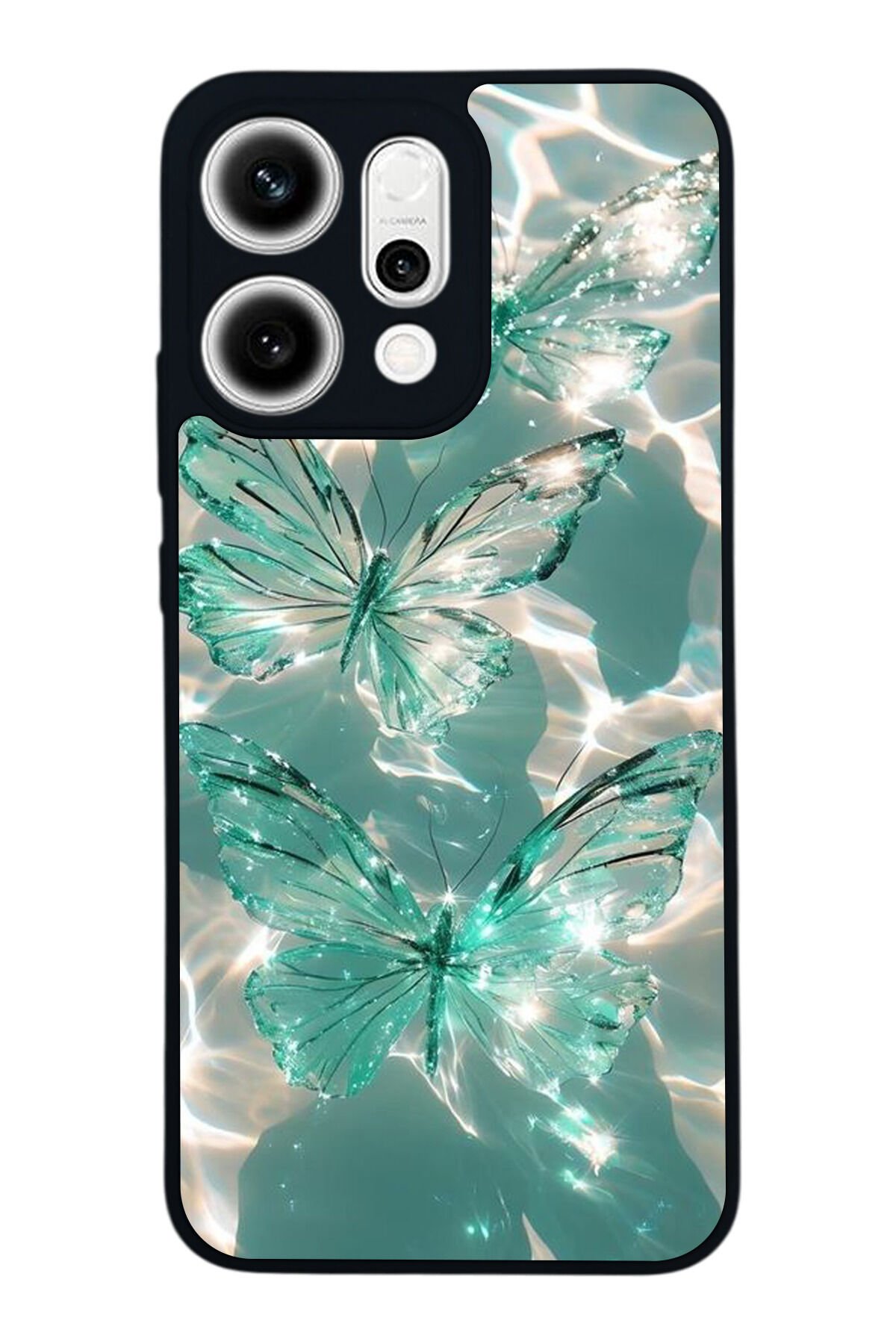 Oppo Reno 14 Uyumlu Kelebek Tasarımlı Glossy Premium Kılıf