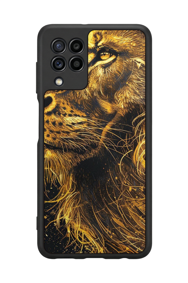 Samsung Galaxy M22 Uyumlu Aslan Tasarımlı Glossy Premium Kılıf