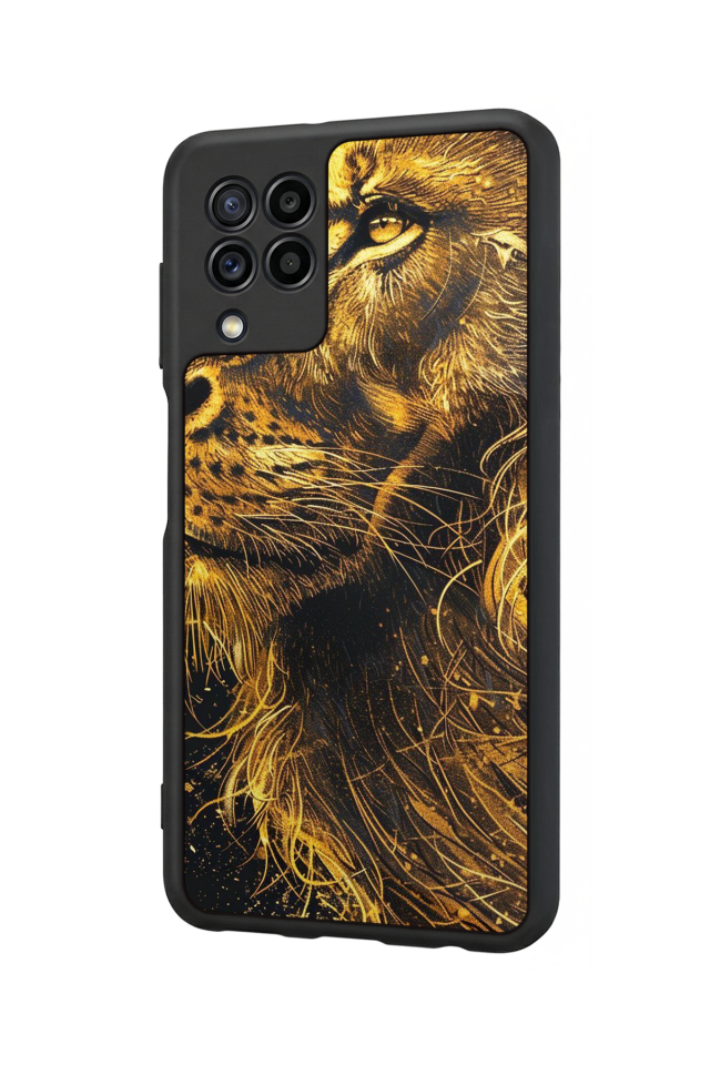 Samsung Galaxy M22 Uyumlu Aslan Tasarımlı Glossy Premium Kılıf