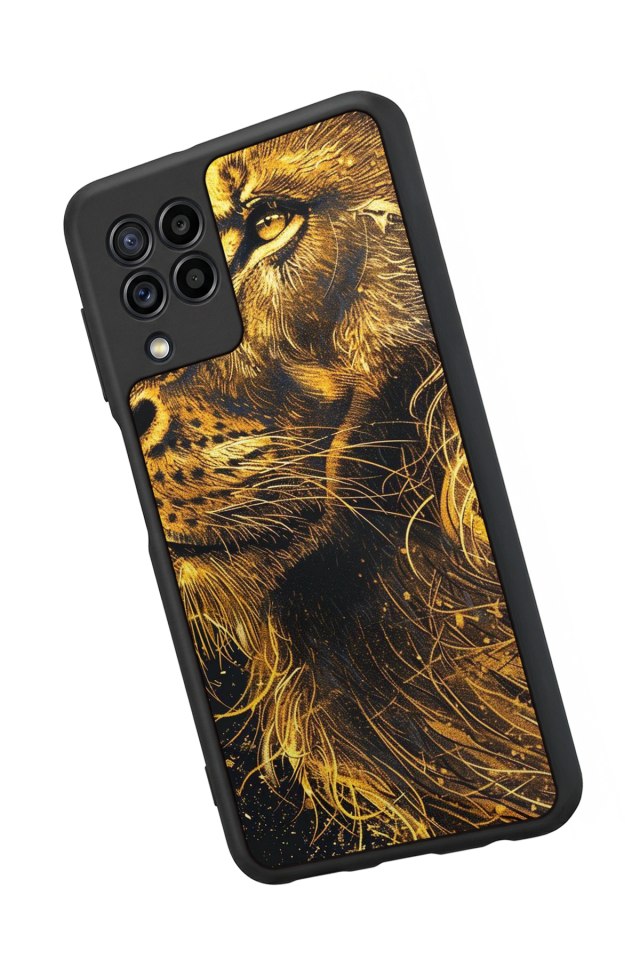 Samsung Galaxy M22 Uyumlu Aslan Tasarımlı Glossy Premium Kılıf