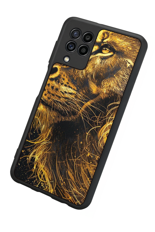 Samsung Galaxy M22 Uyumlu Aslan Tasarımlı Glossy Premium Kılıf