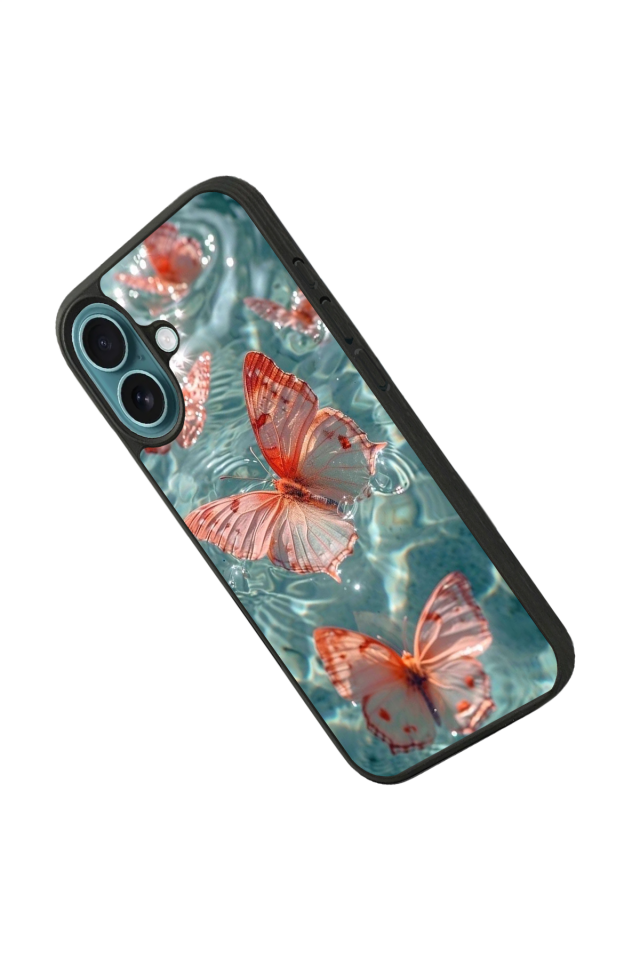 iPhone 16 Uyumlu Kelebek Tasarımlı Glossy Premium Kılıf