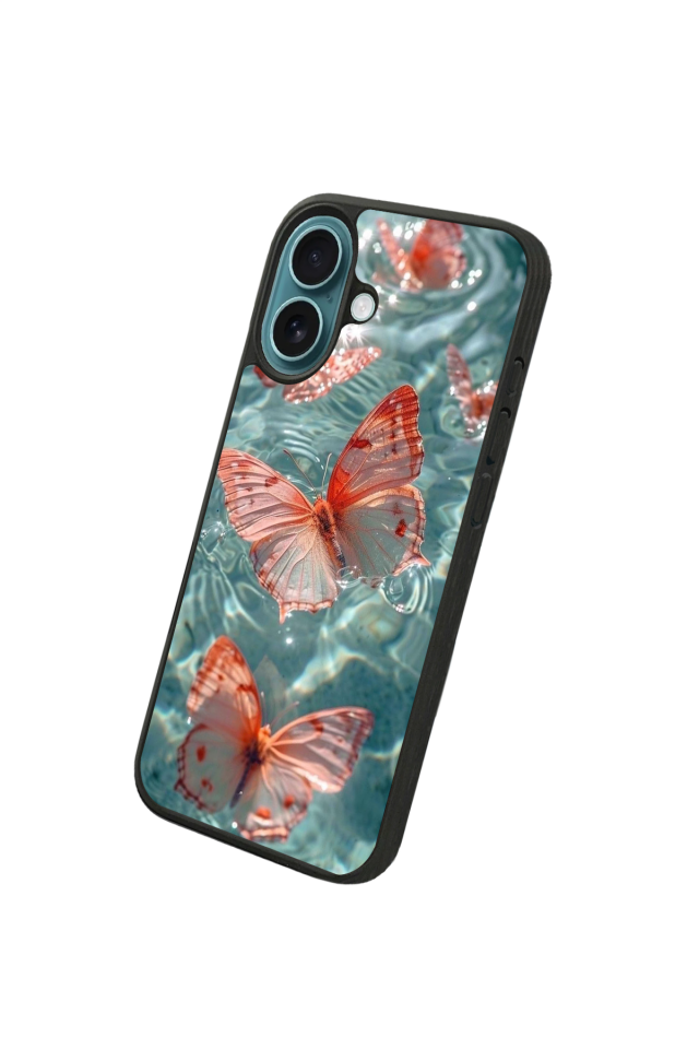 iPhone 16 Uyumlu Kelebek Tasarımlı Glossy Premium Kılıf