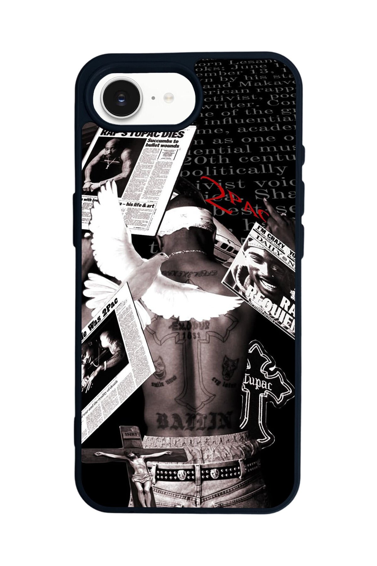 iPhone 16E Uyumlu Tupac Tasarımlı Glossy Premium Kılıf