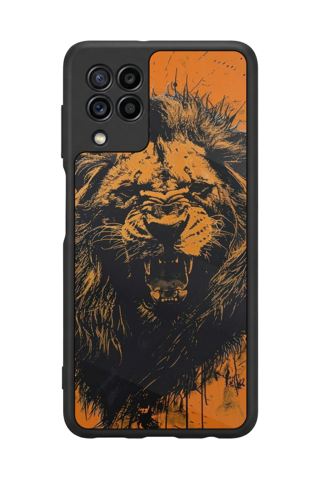 Samsung Galaxy M22 Uyumlu Aslan Tasarımlı Glossy Premium Kılıf