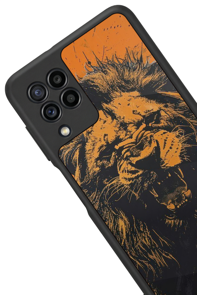 Samsung Galaxy M22 Uyumlu Aslan Tasarımlı Glossy Premium Kılıf