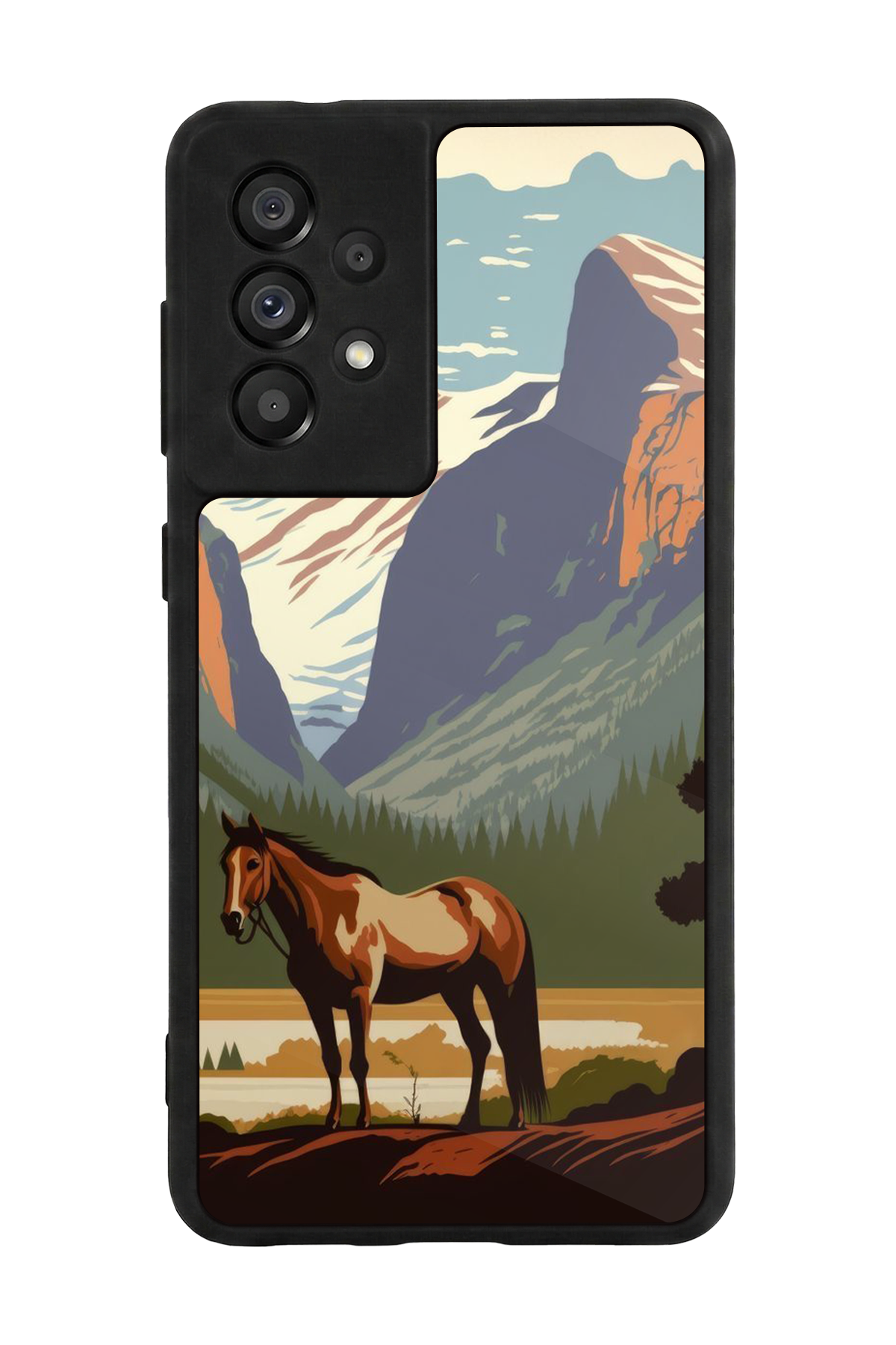 Samsung Galaxy A73 Uyumlu At Horse Tasarımlı Glossy Premium Kılıf