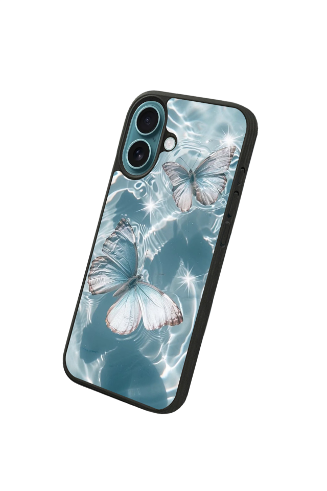 iPhone 16 Uyumlu Kelebek Tasarımlı Glossy Premium Kılıf