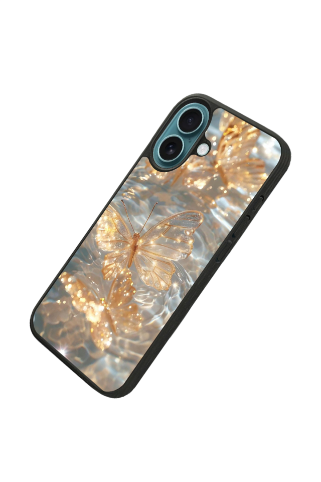 iPhone 16 Uyumlu Kelebek Tasarımlı Glossy Premium Kılıf