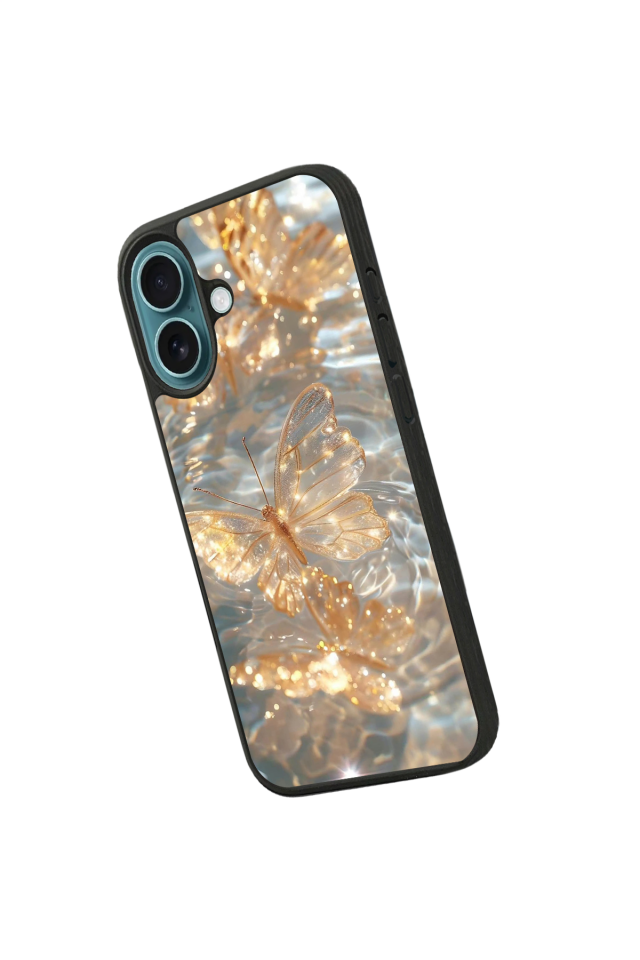 iPhone 16 Uyumlu Kelebek Tasarımlı Glossy Premium Kılıf