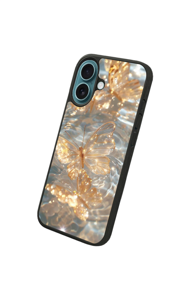 iPhone 16 Uyumlu Kelebek Tasarımlı Glossy Premium Kılıf