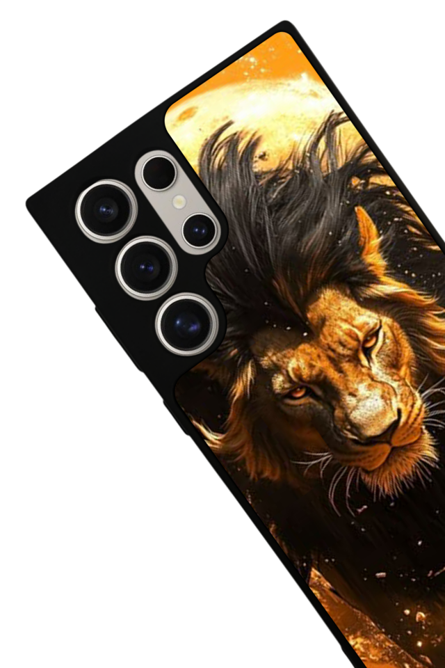 Samsung Galaxy S23 Ultra Uyumlu Aslan Tasarımlı Glossy Premium Kılıf