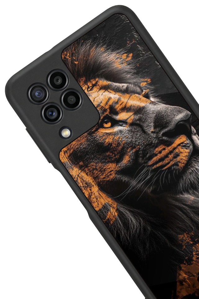 Samsung Galaxy M22 Uyumlu Aslan Tasarımlı Glossy Premium Kılıf
