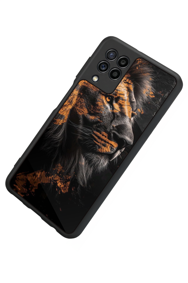 Samsung Galaxy M22 Uyumlu Aslan Tasarımlı Glossy Premium Kılıf