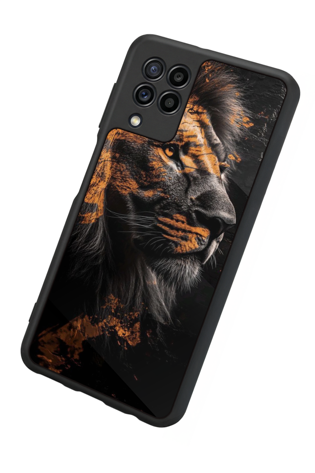 Samsung Galaxy M22 Uyumlu Aslan Tasarımlı Glossy Premium Kılıf