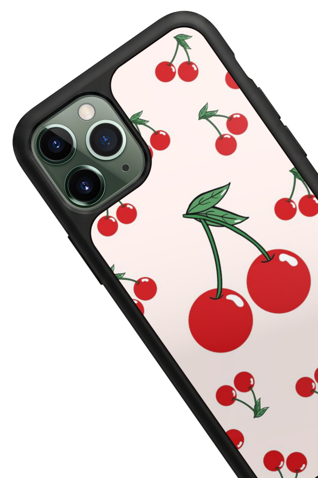 iPhone 11 Pro Max Uyumlu Kiraz Tasarımlı Glossy Premium Kılıf