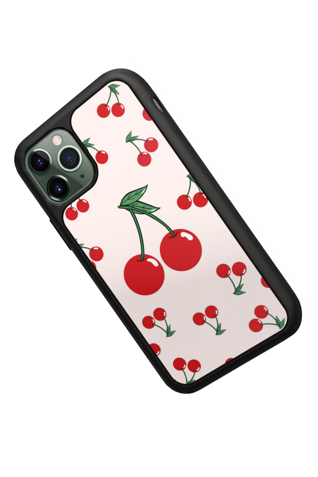 iPhone 11 Pro Max Uyumlu Kiraz Tasarımlı Glossy Premium Kılıf