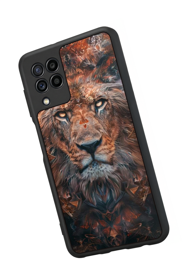 Samsung Galaxy M22 Uyumlu Aslan Tasarımlı Glossy Premium Kılıf