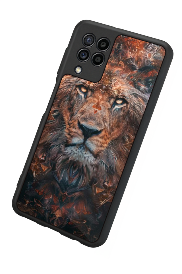 Samsung Galaxy M22 Uyumlu Aslan Tasarımlı Glossy Premium Kılıf