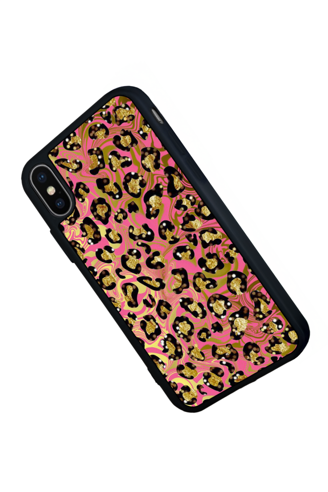 iPhone XS Max Uyumlu Hologram Leopar Tasarımlı Glossy Premium Kılıf