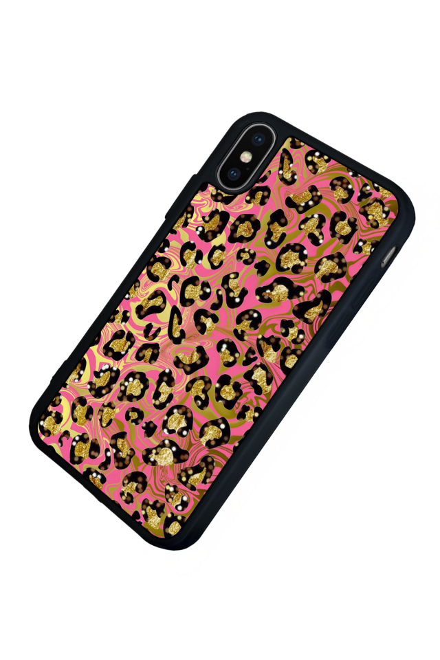 iPhone XS Max Uyumlu Hologram Leopar Tasarımlı Glossy Premium Kılıf
