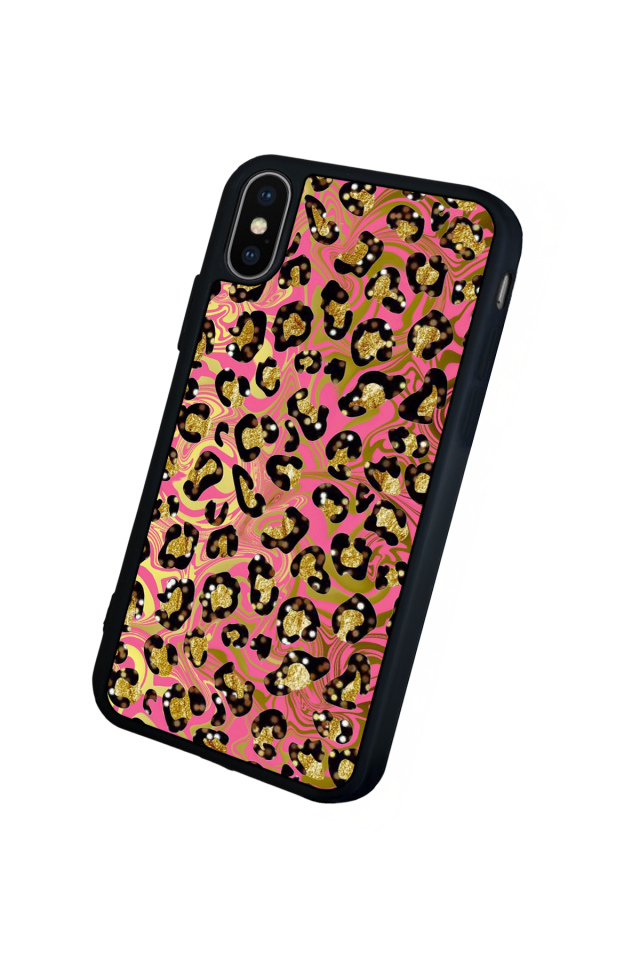 iPhone XS Max Uyumlu Hologram Leopar Tasarımlı Glossy Premium Kılıf