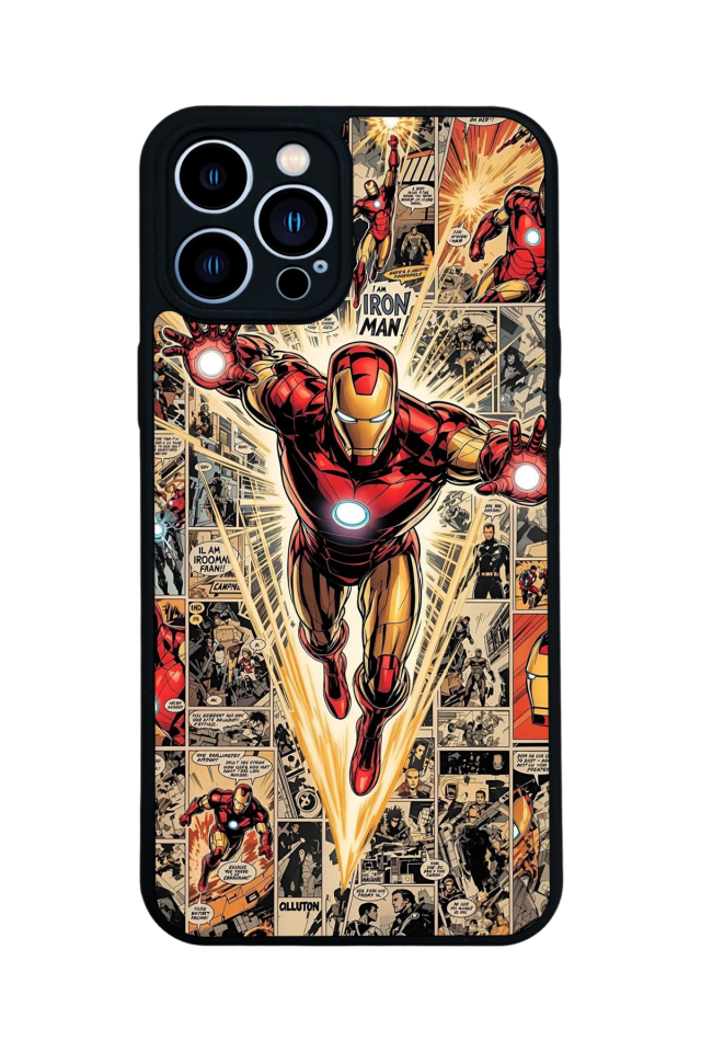 iPhone 13 Pro Max Uyumlu  Iron Man ( Demir Adam ) Tasarımlı Glossy Premium Kılıf