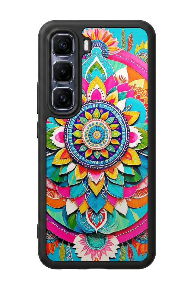 Infinix Hot 60 Pro Plus Uyumlu Mandala Tasarımlı Glossy Premium Kılıf
