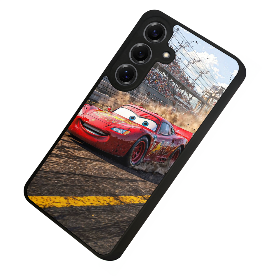 Samsung Galaxy S25 Uyumlu Şimsek McQueen Tasarımlı Glossy Premium Kılıf