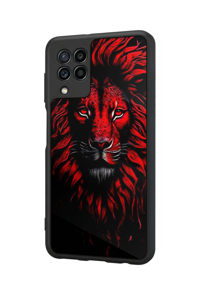 Samsung Galaxy M22 Uyumlu Aslan Tasarımlı Glossy Premium Kılıf