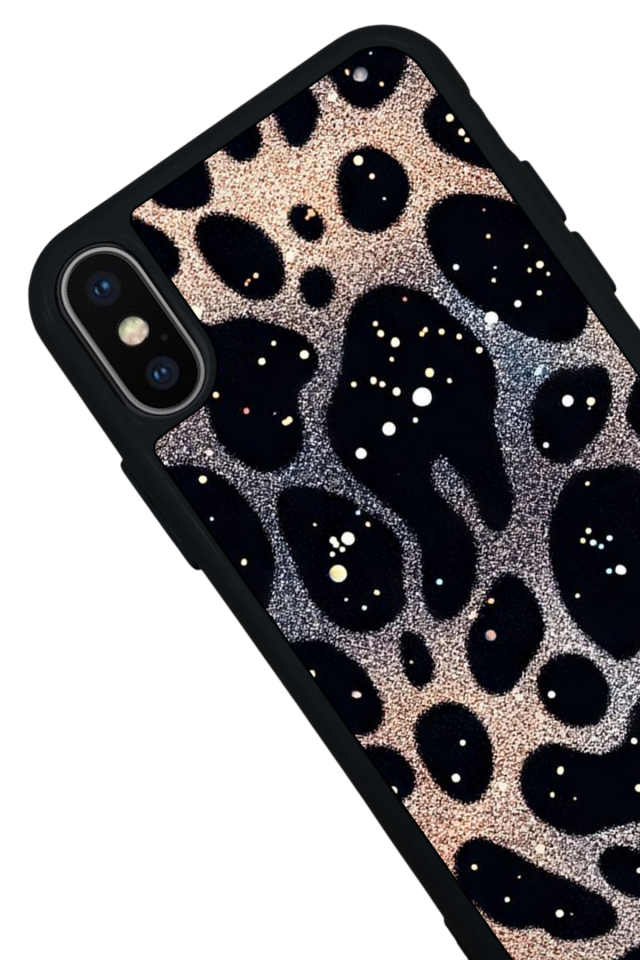 iPhone XS Max Uyumlu Hologram Leopar Tasarımlı Glossy Premium Kılıf