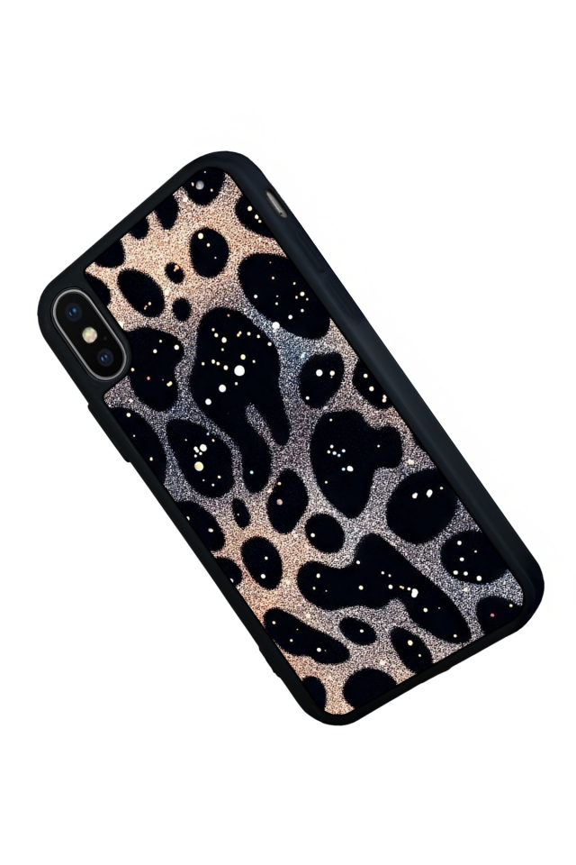 iPhone XS Max Uyumlu Hologram Leopar Tasarımlı Glossy Premium Kılıf
