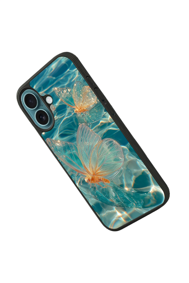 iPhone 16 Uyumlu Kelebek Tasarımlı Glossy Premium Kılıf