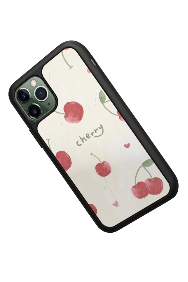 iPhone 11 Pro Max Uyumlu Kiraz Tasarımlı Glossy Premium Kılıf