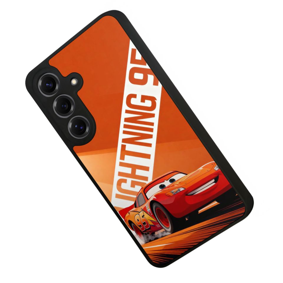 Samsung Galaxy S25 Uyumlu Şimsek McQueen Tasarımlı Glossy Premium Kılıf