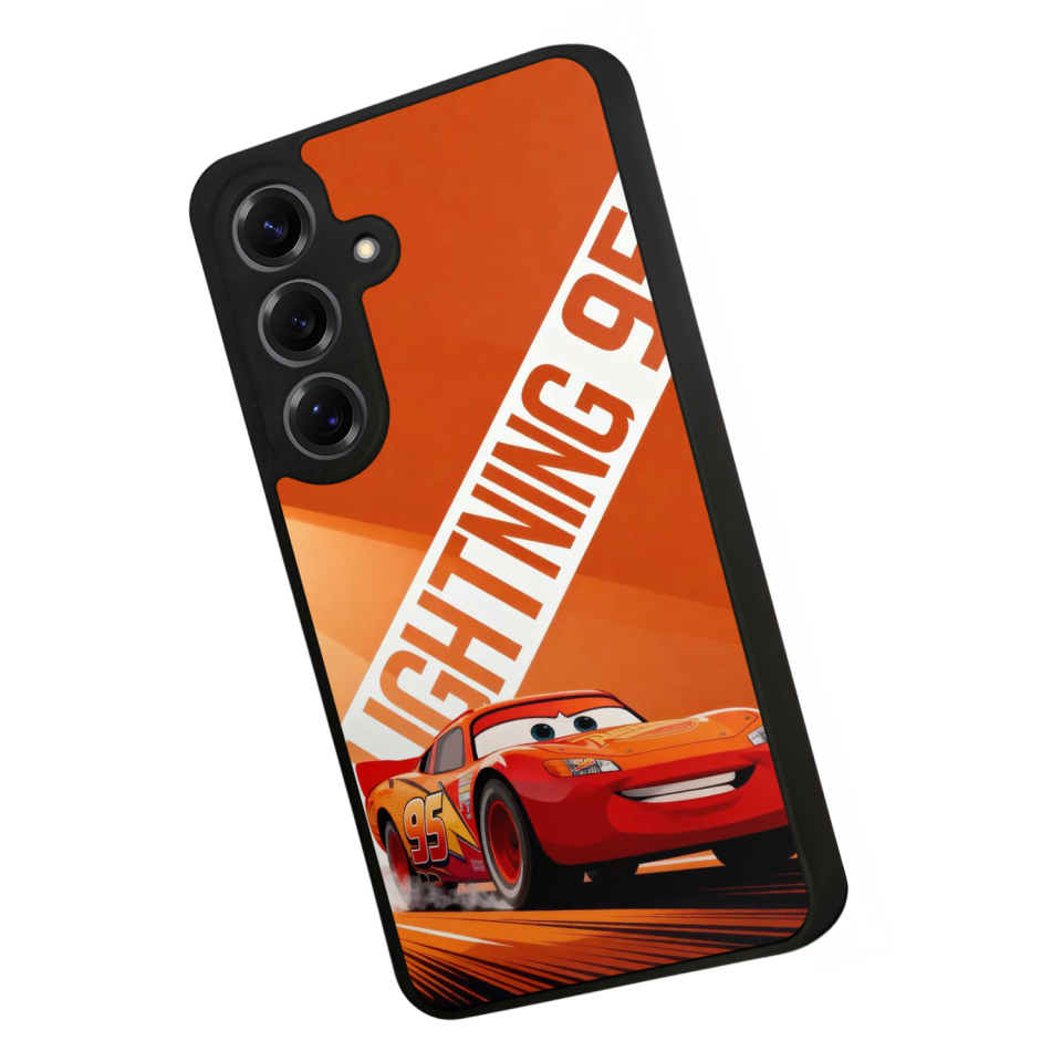 Samsung Galaxy S25 Uyumlu Şimsek McQueen Tasarımlı Glossy Premium Kılıf